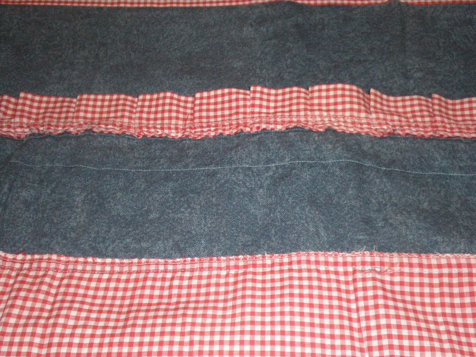 Denim Gingham Ruffled Blouson RP Valance Cotton Country Rustic Western 3 avail