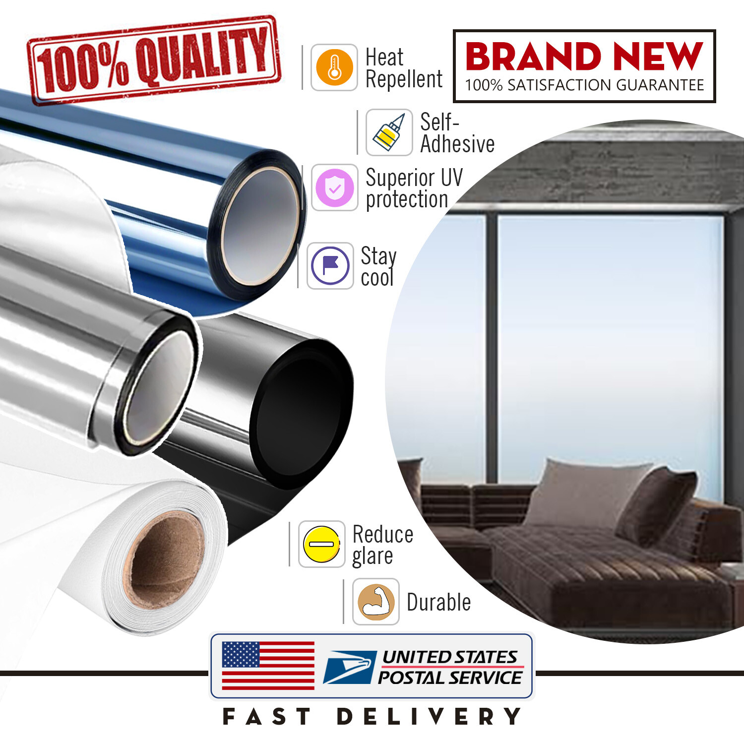 Window Film Heat Control Anti UV Films for Sliding Door Sun For Car Office Home