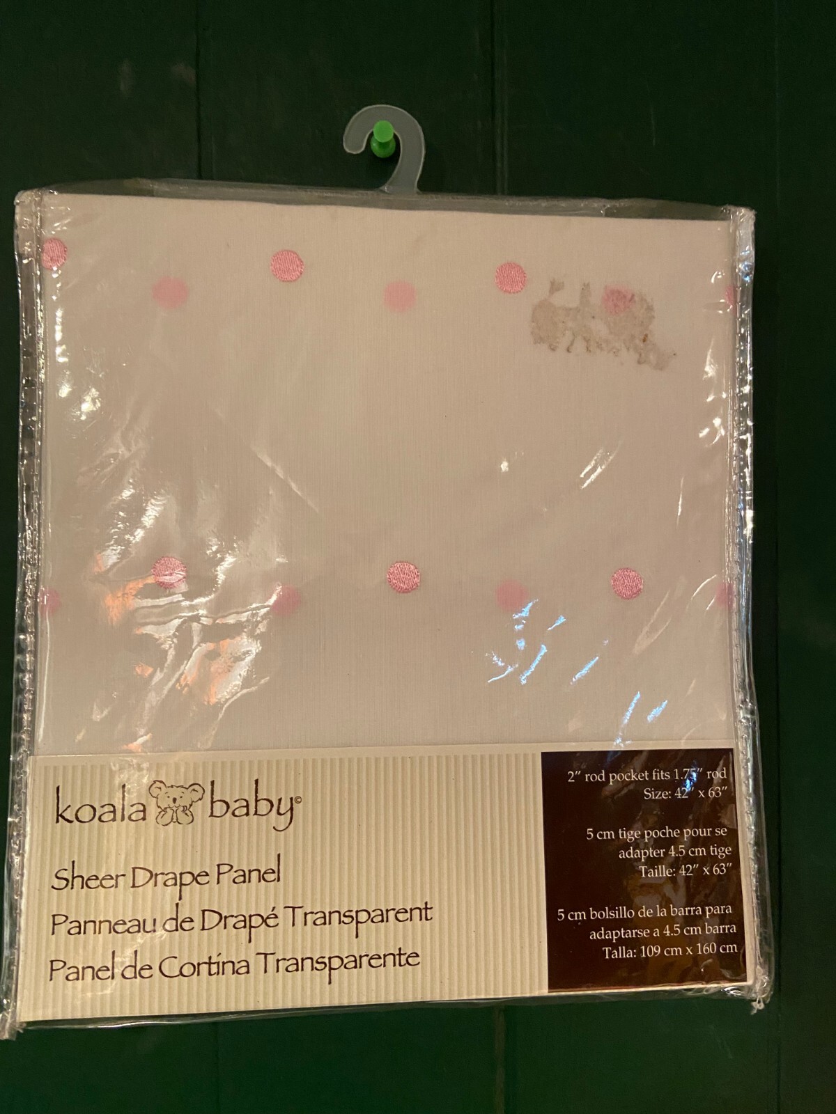 1 Koala Baby Pink Dot Sheer Drape Panel 42″ X 63″ *NEW* ccc1