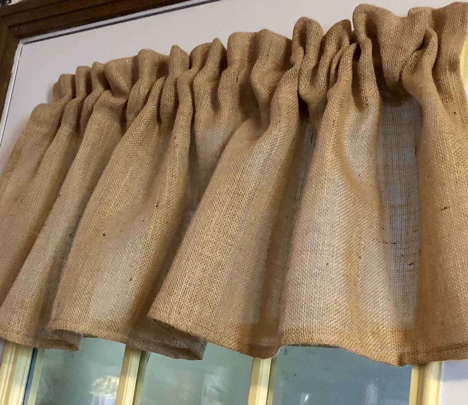 Burlap Valance, Rustic, 52″W X 15″L Primitive, Farmhouse Decor, Custom options