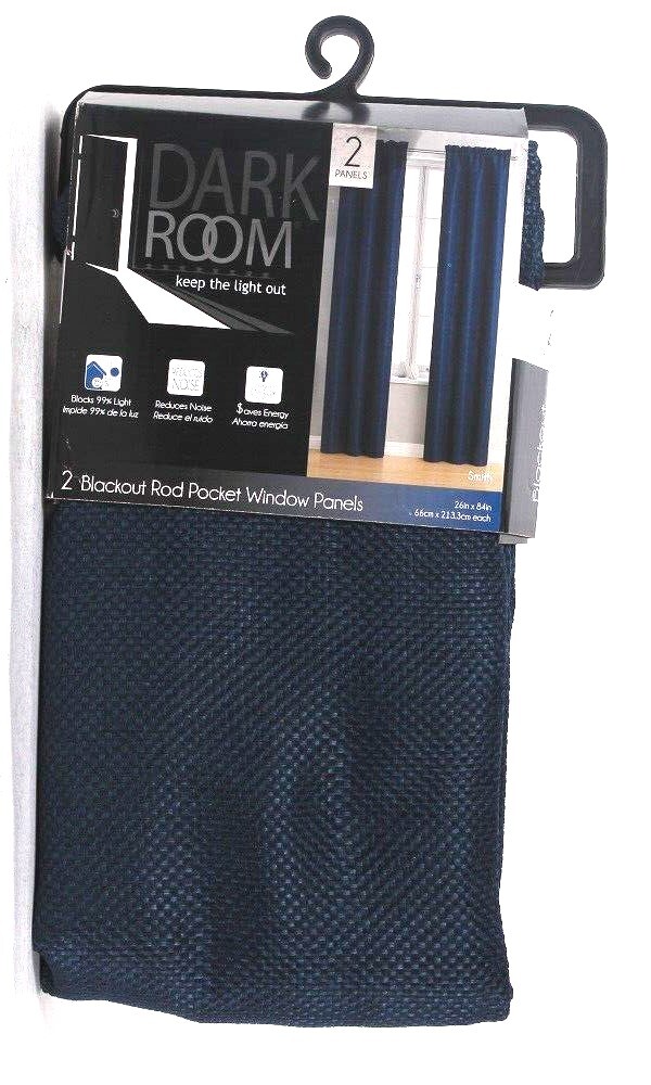 Dark Room Smith Blackout Dark Blue 2 Count Rod Pocket Window Panels 26″ X 84″
