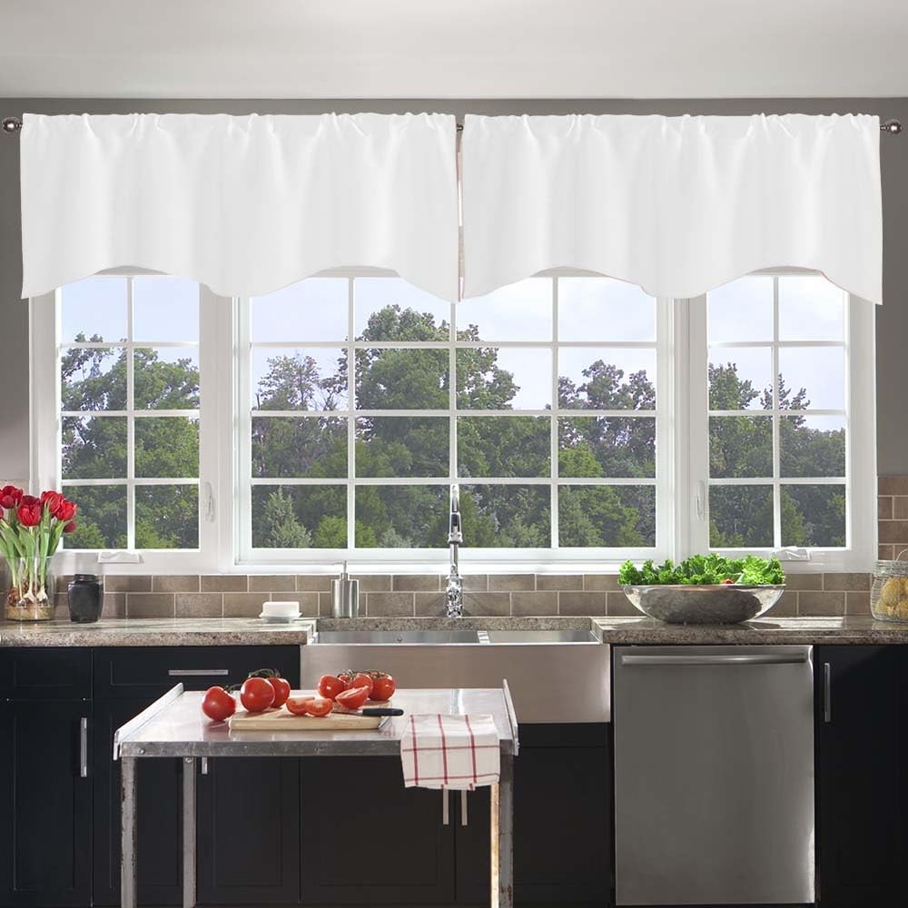Pure White Valances for Windows 2 Pack Clearance Valance Curtains for Living …