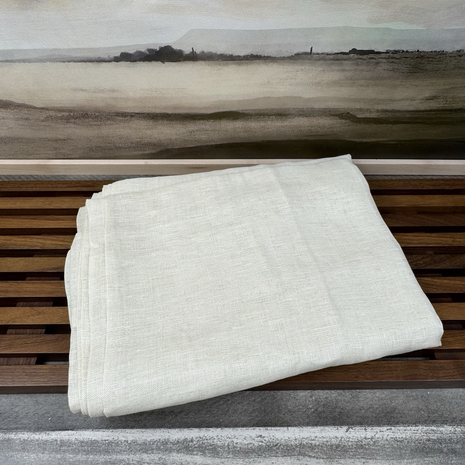 West Elm (1) Sheer European Flax Linen Curtain Drape 48”x108” Alabaster NWOT