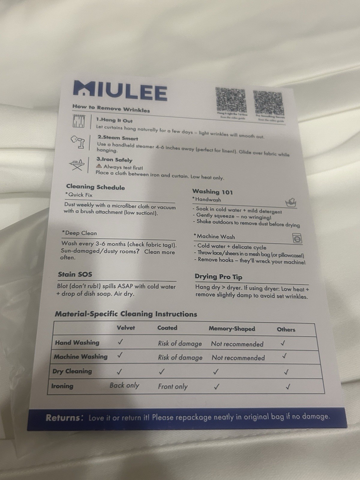 Miulee Pure White 100% Polyester Back Tap Blackout Drapes 52” X 102”