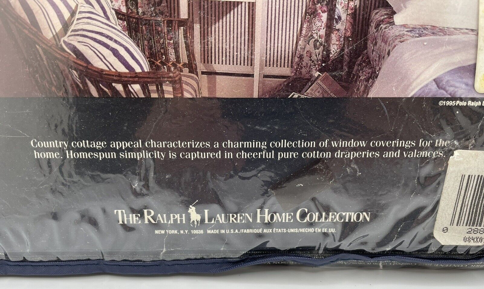 VTG 1995 Ralph Lauren Home Collection Shelley Indigo Valance 84″x15″ Blue White