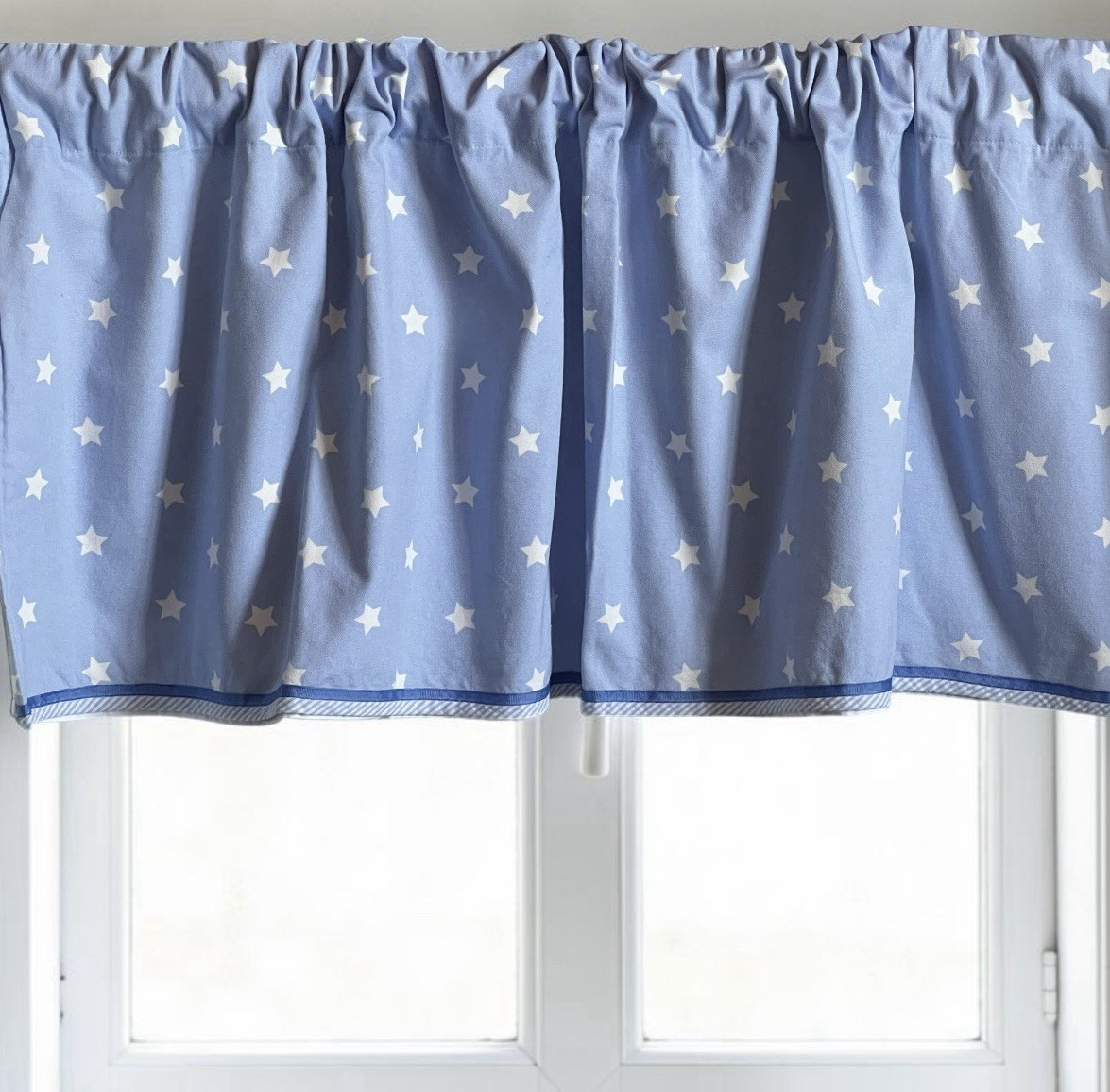 POTTERY BARN KIDS Window Valance 44” x 18” Stars Blue Lined Nursery Children