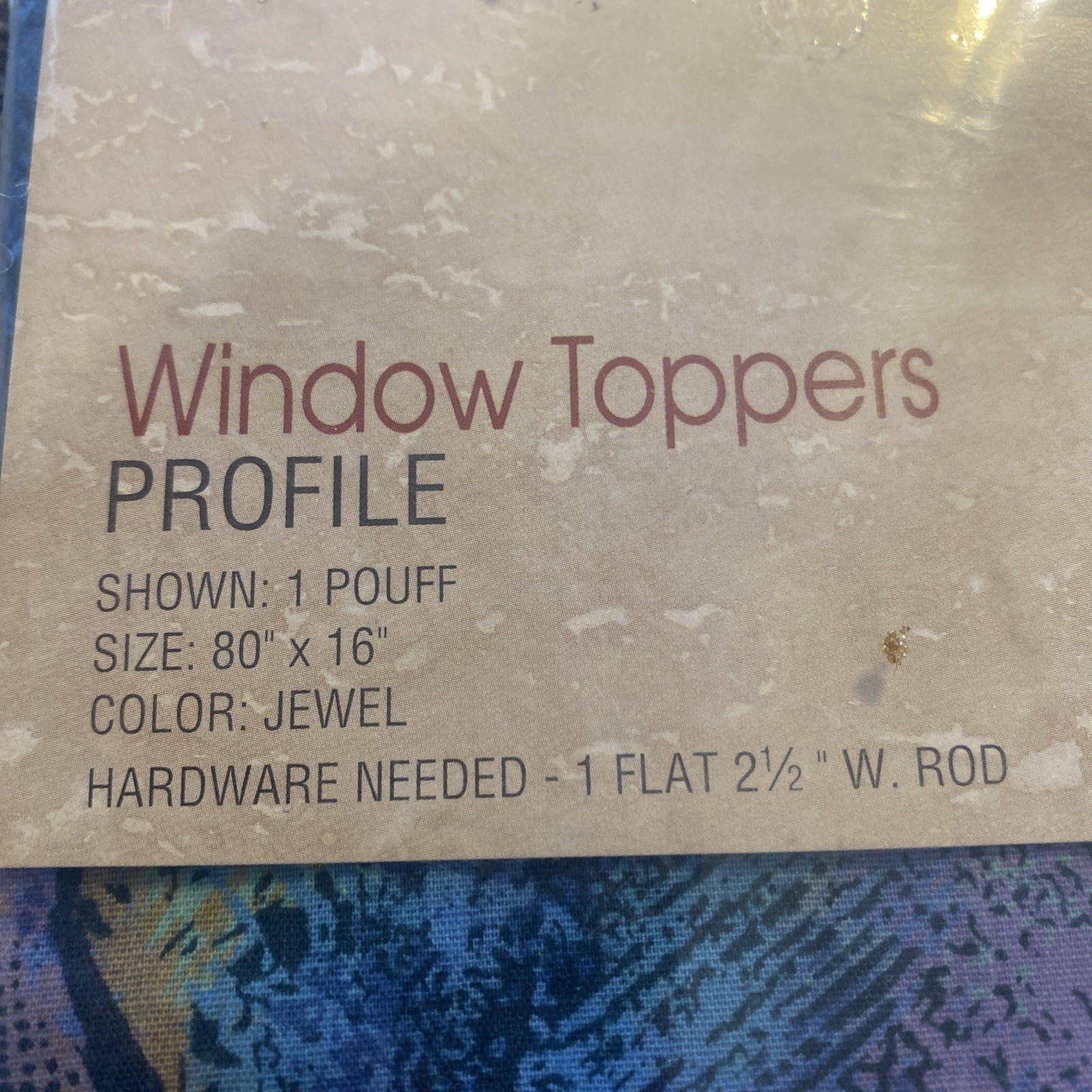 Furio Vintage Natural PROFILE Window Topper Valance 1 Piece 80”W x 16”L NEW
