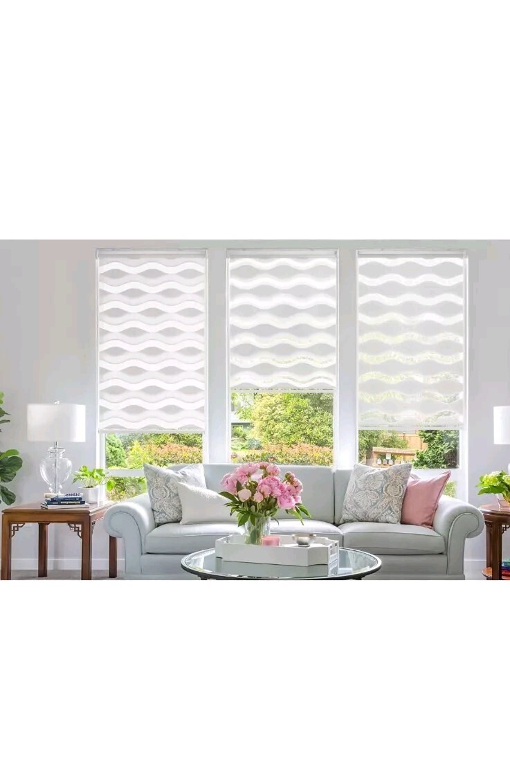 LazBlinds Cordless Dual Layer Zebra Blinds for Windows, Light Filtering Priva…