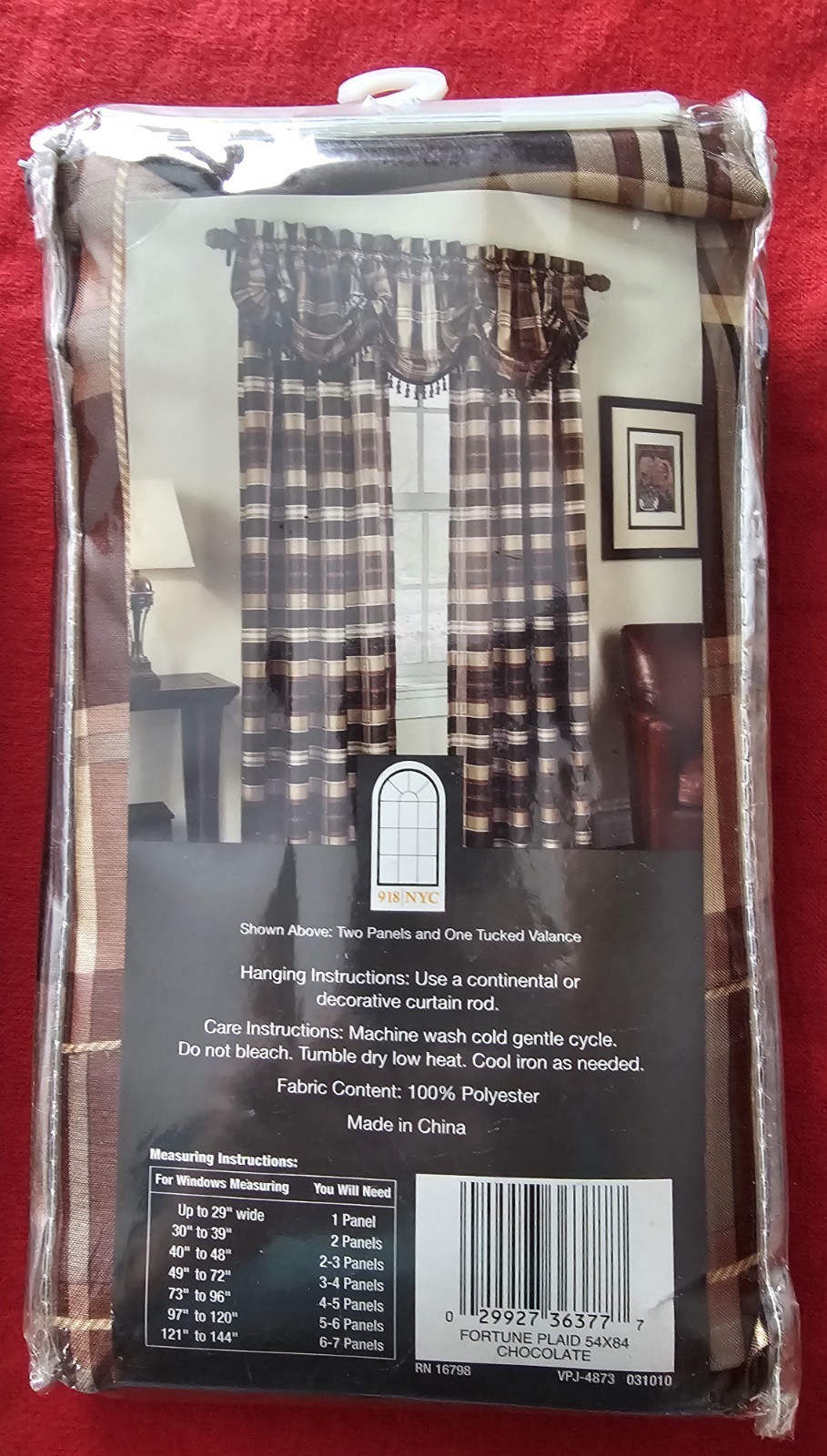 918 NYC Fortune Plaid Curtain Panels Lot 3 Brown Chocolate 54×84 NOS Rustic