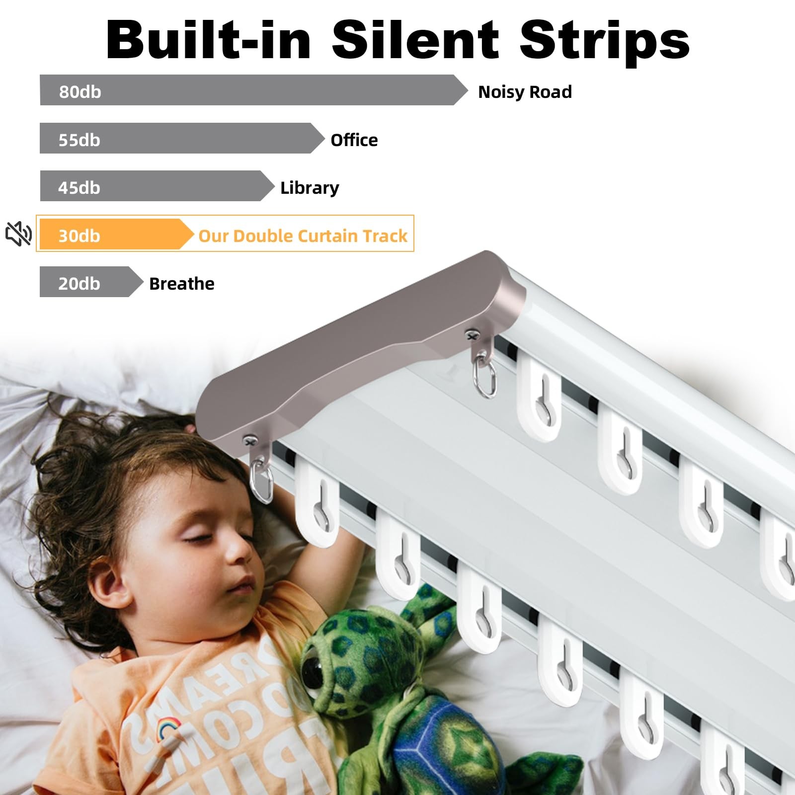 Double Curtain Track Ceiling Mount, Silent Aluminum Track Curtain Rail,