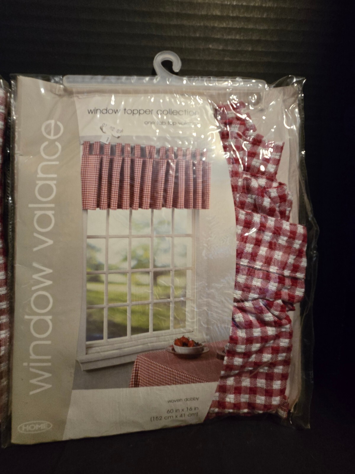 Home Window Valance Red and White Checker Country Farm Set of 2