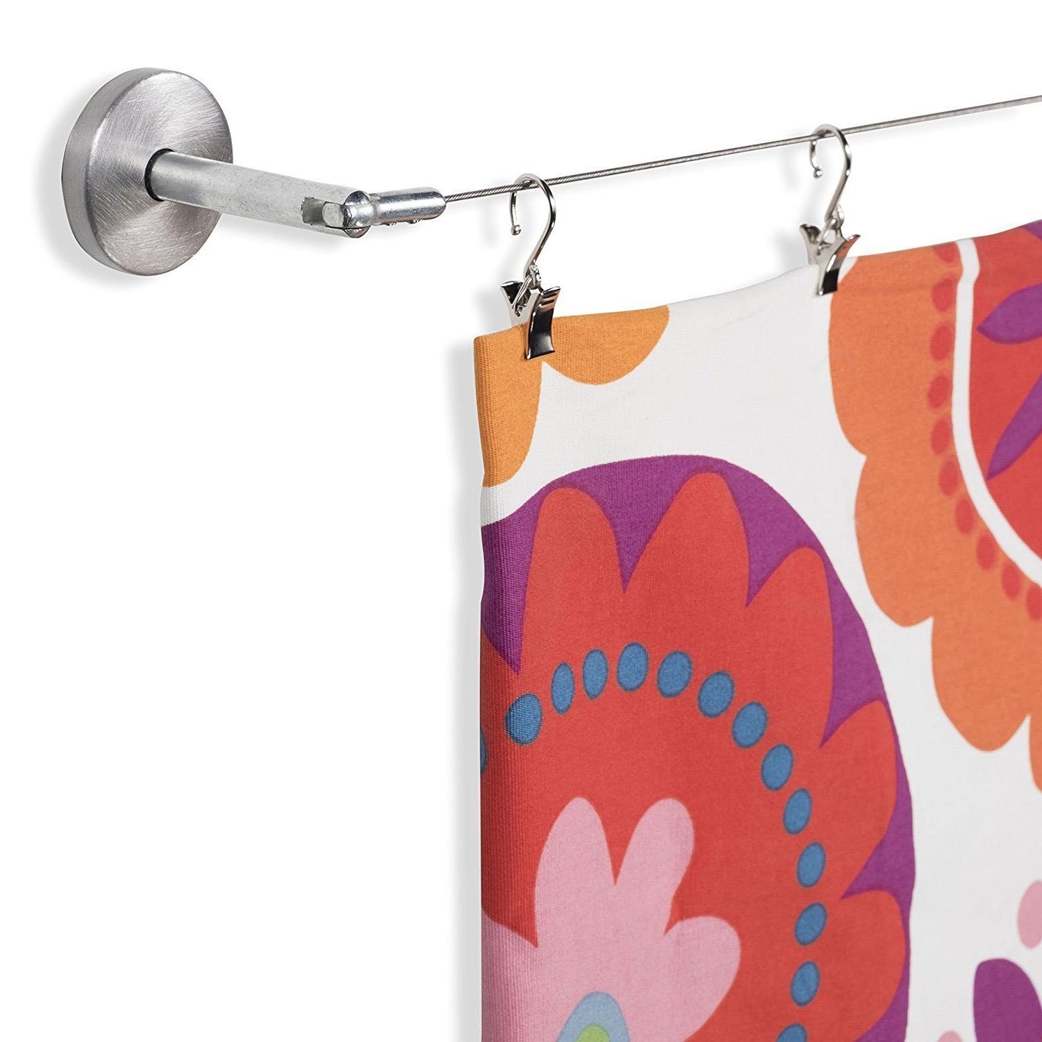 Fasthomegoods Window Decor Drapery Curtain Wire Rod Set with 24 Clips Stainle…