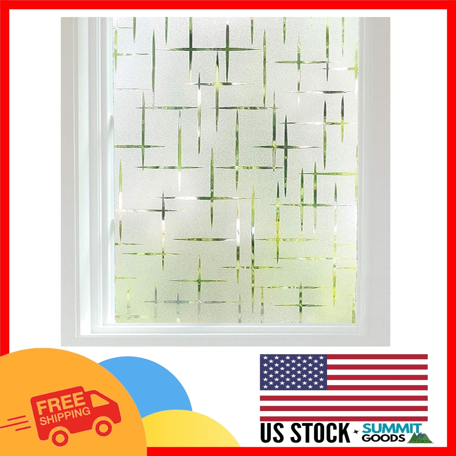 Cross Pattern Static Cling Privacy Film – Frosted Window Film 35.4”x78.7”