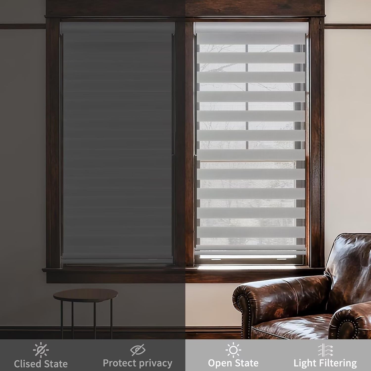 Cordless Zebra Window Shades – Stylish Privacy & Light Control, 48″ W x 72″ H