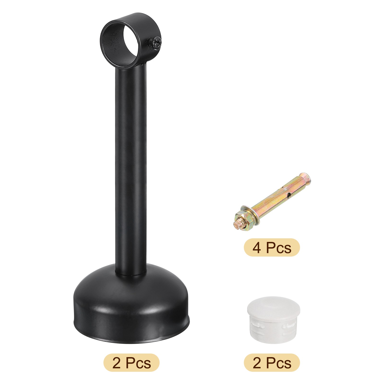 2 Set Ceiling Mount Curtain Rod Bracket 25x200mm Stainless Steel Rod Holders