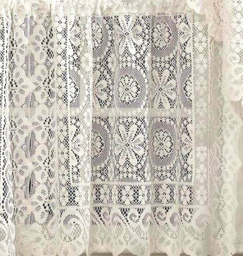 Lace Jacquard Window Curtain Single Panel Hopewell 63″ or 72″ or 84″ White Cream