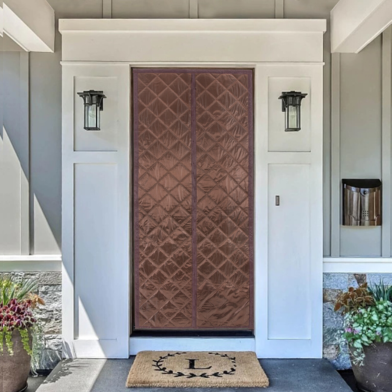 WaterproofMagnetic Thermal Insulated Door Curtain Center Opening Doorway Curtain