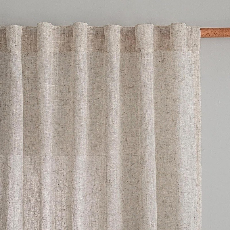 Light Filtering Linen Polyester Curtain Panels Semi Sheer Drapes 2 Pack New
