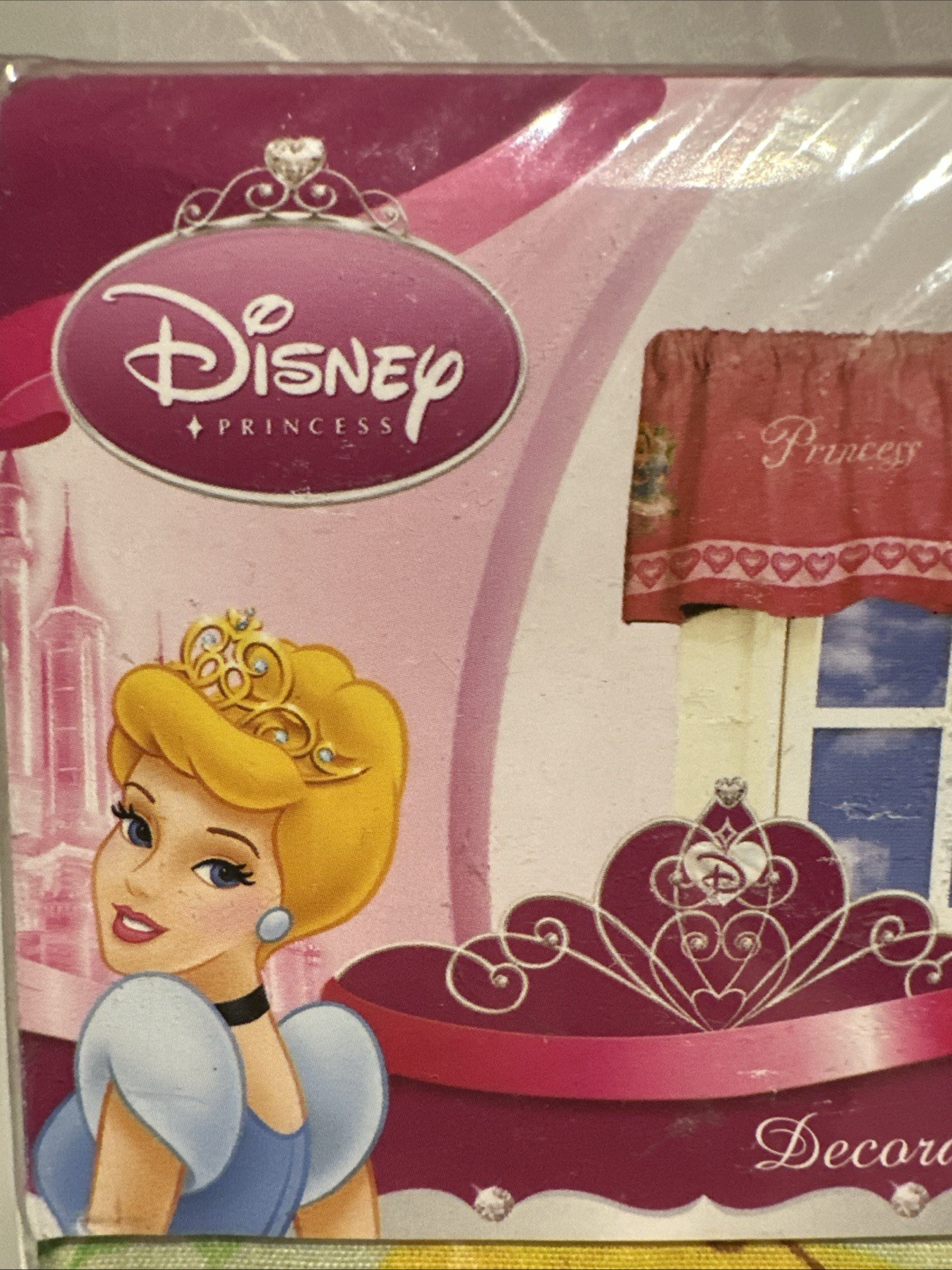Disney Princess Cotton Blend VALANCE PRINCESSES Repeat Pink Background Sealed