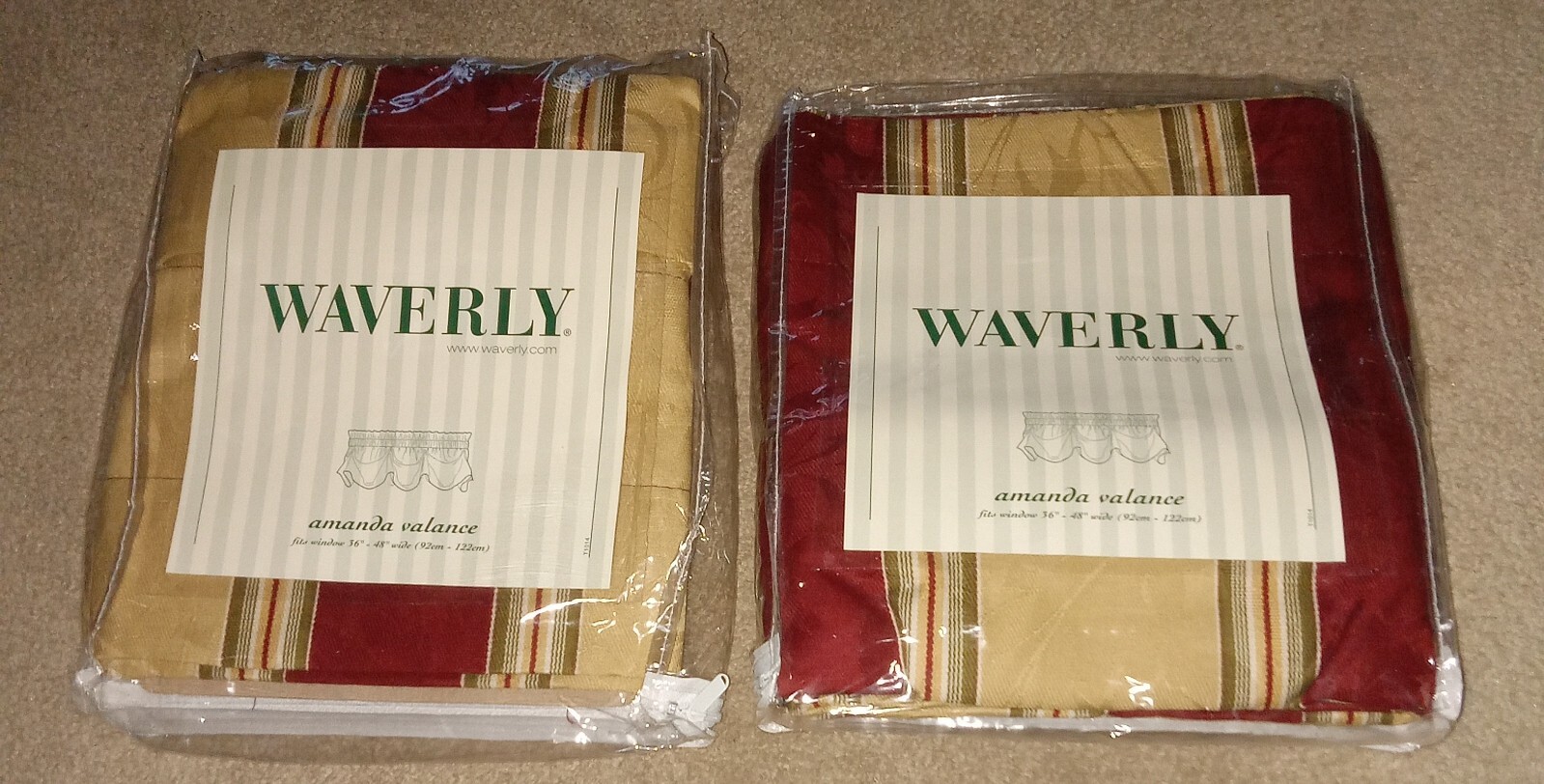 2 Waverly Amanda Valance Capulet Stripe Antique Gold 78″ X 16″ Window Curtains
