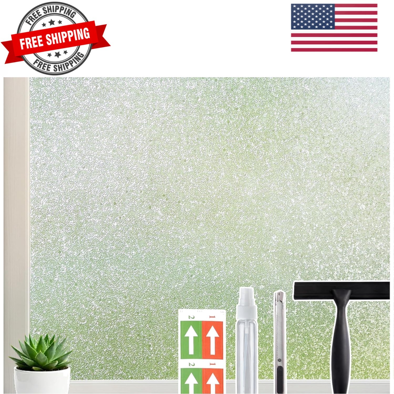 Frosted Glass Window Privacy Film, Opaque Static Cling No Glue Removable, UV …