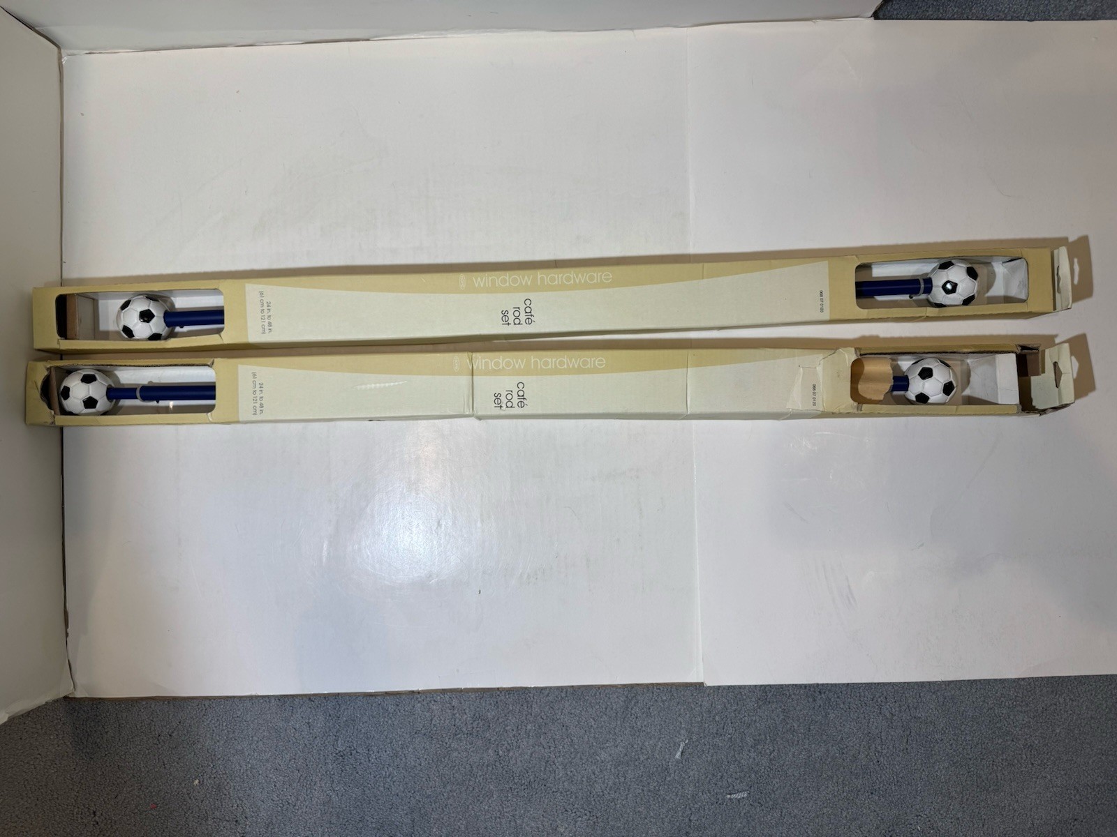 Soccer Ball Finial Curtain Rod 2003 Target Home 24-48 Inch Lot of 2 Vintage