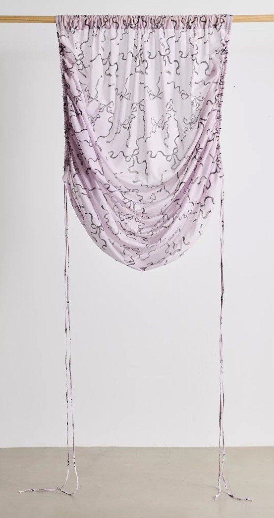 Urban Outfitters Roman Shade Printed Bows Window Panels (2) Lavender Cotton New