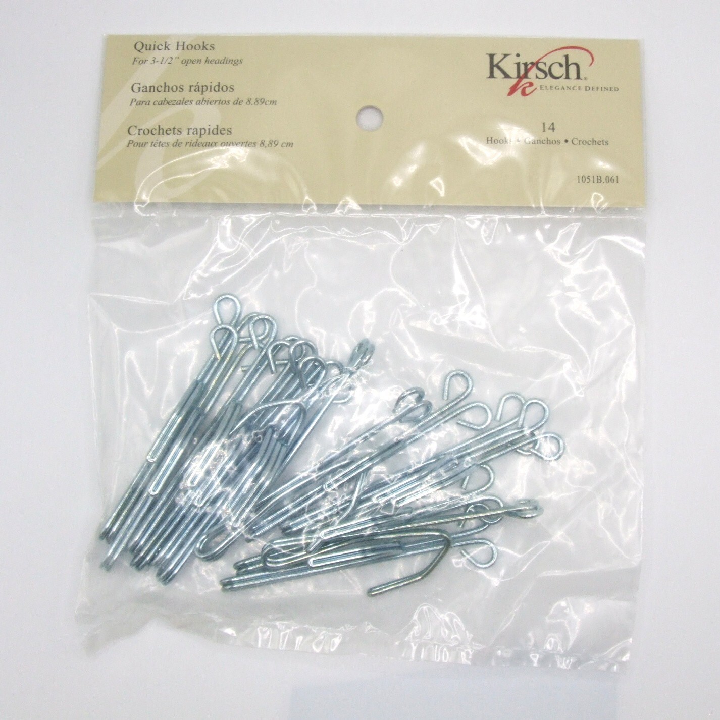 Kirsch Slip In Open Drapery Hooks 3.5 in Header J052E 61 Package of 14