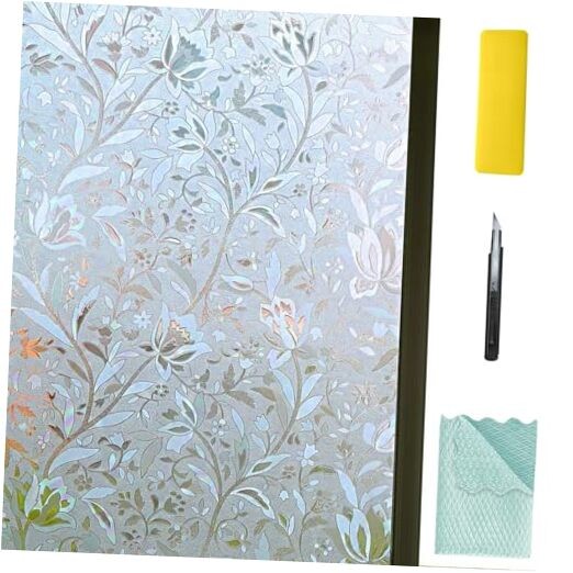 Window Privacy Film with Installation Tools, Bathroom 17.7″ x 78.7″ Pure