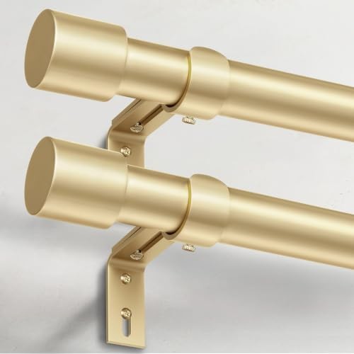 2 Pack Curtain Rods for Windows 48 to 84 Inch, 1 Inch 30″-90″|2pack Gold