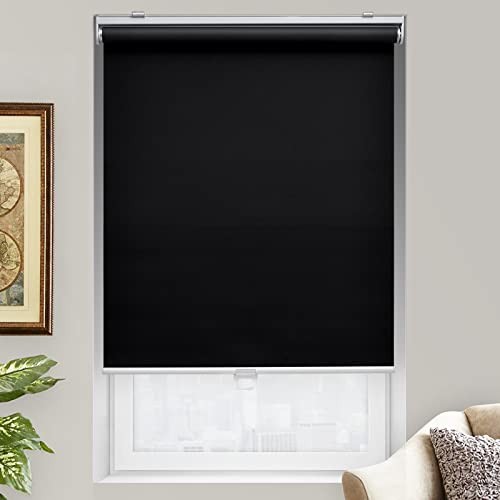 Cordless Roller Shadesout Blinds for Windows Room Darkening 23″W x 72″H Black