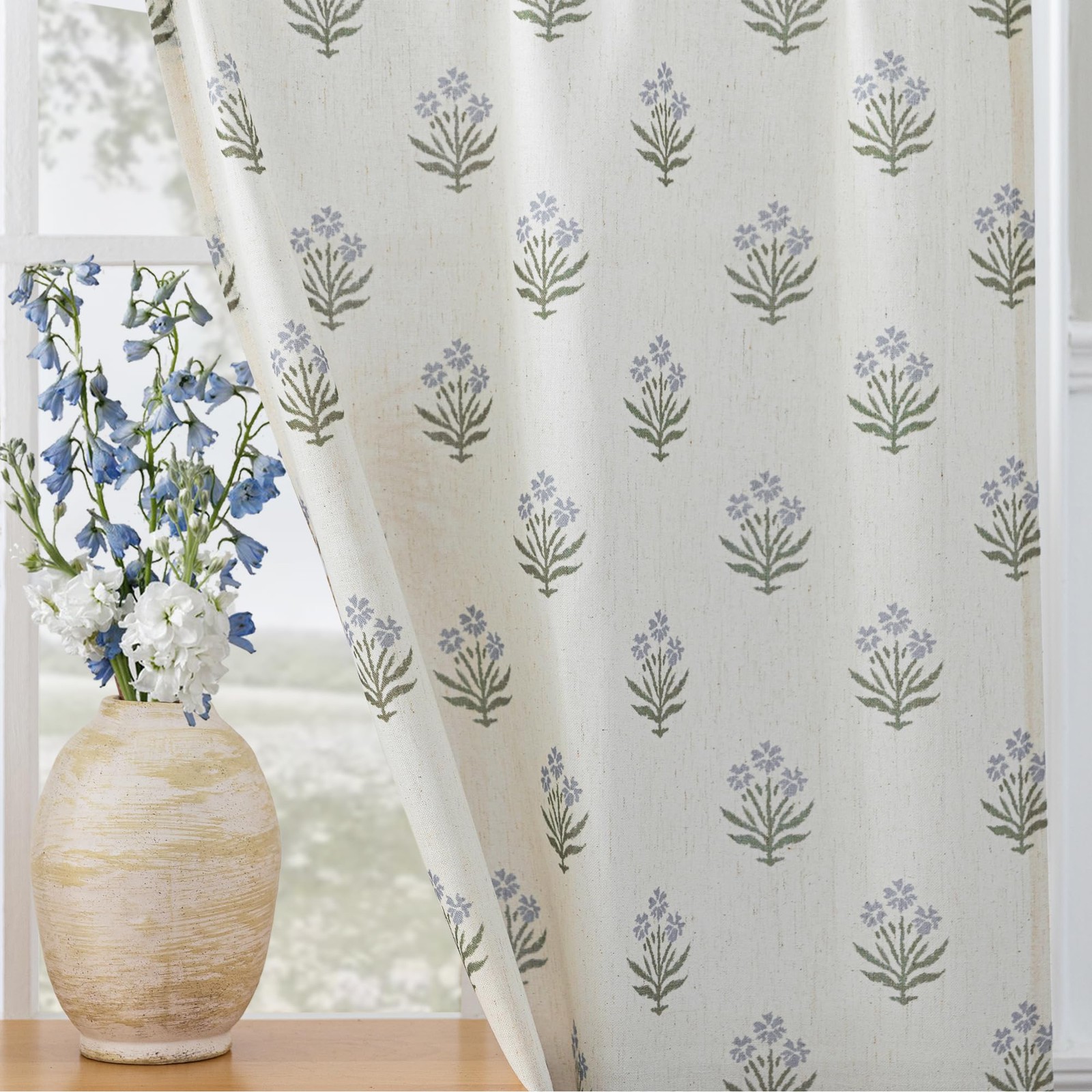 Lino Rosa Kitchen Window Curtains Over Sink,Small Floral Farmhouse Cafe Curta…