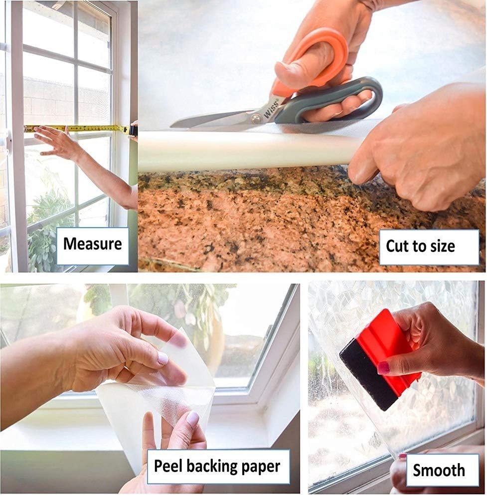 Decorative Self-Adhesive Window Film Set, 3 Rolls, 17″x78″