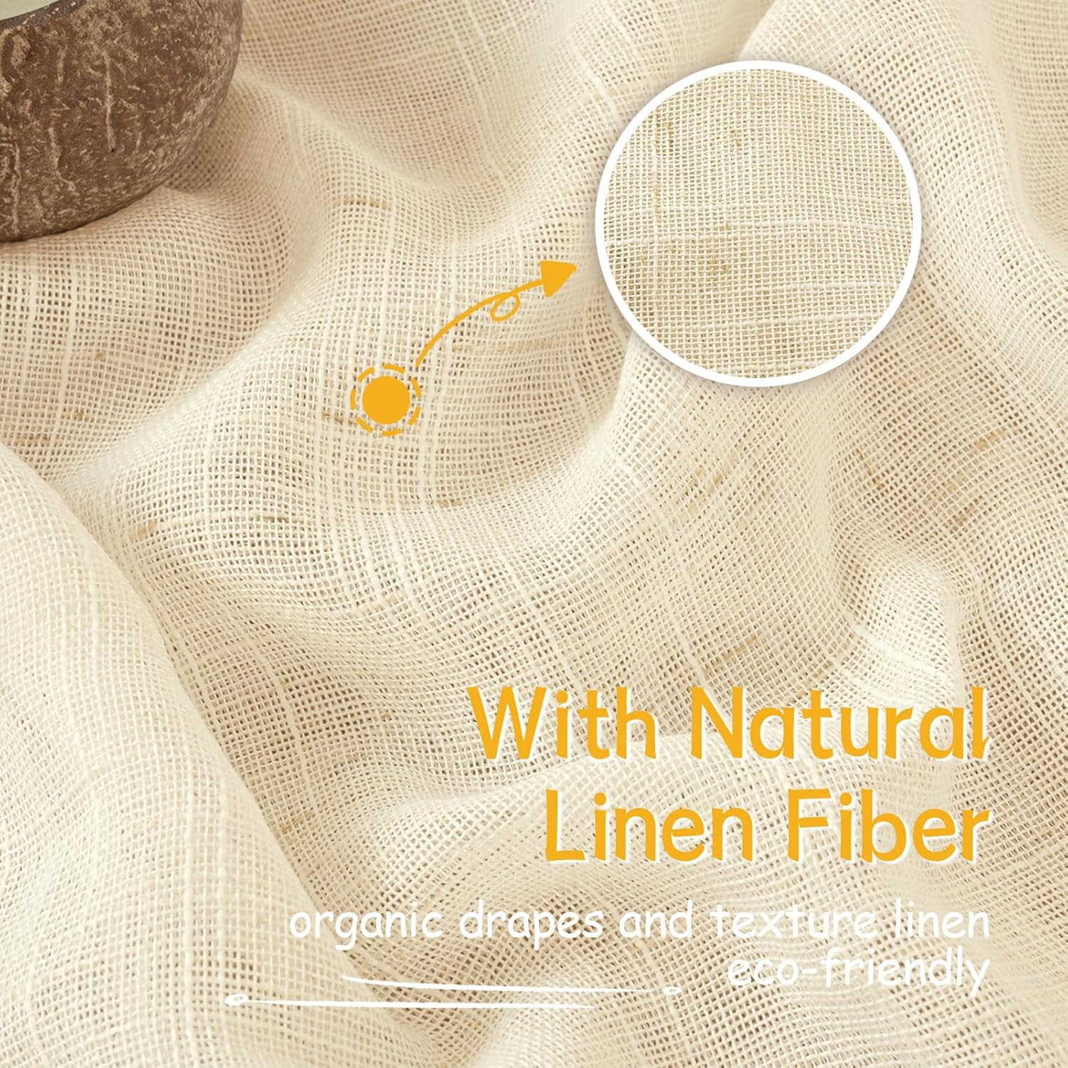 Linen Kitchen Window Curtains 40 Inch Length, Beige Cafe Drapes with Rod Pocket