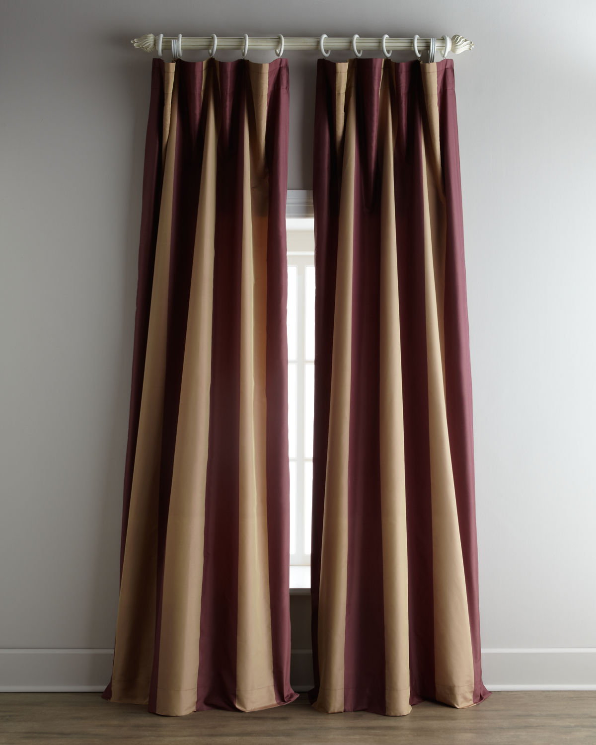 100% Silk taffeta stripe lined drape Hampton (Pair)