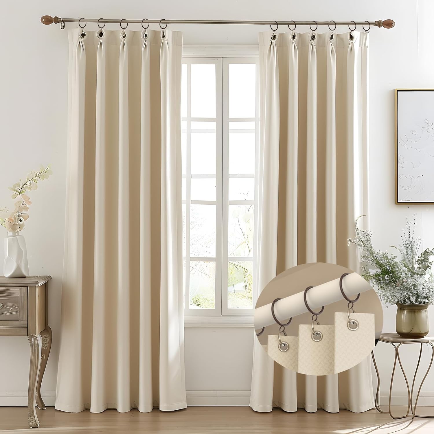 42 PCS Curtain Rings, 1.5 Inch Cocoa Tone Metal Curtain Drape Sliding Eyelet …