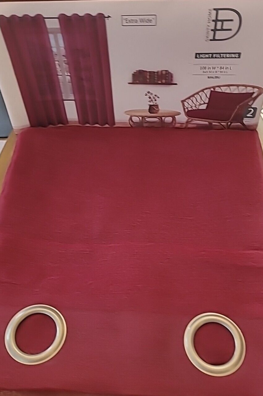 Dainty Home Burgundy Solid Grommet Sheer Curtain 108 W x 84 in. L (Set of 2)