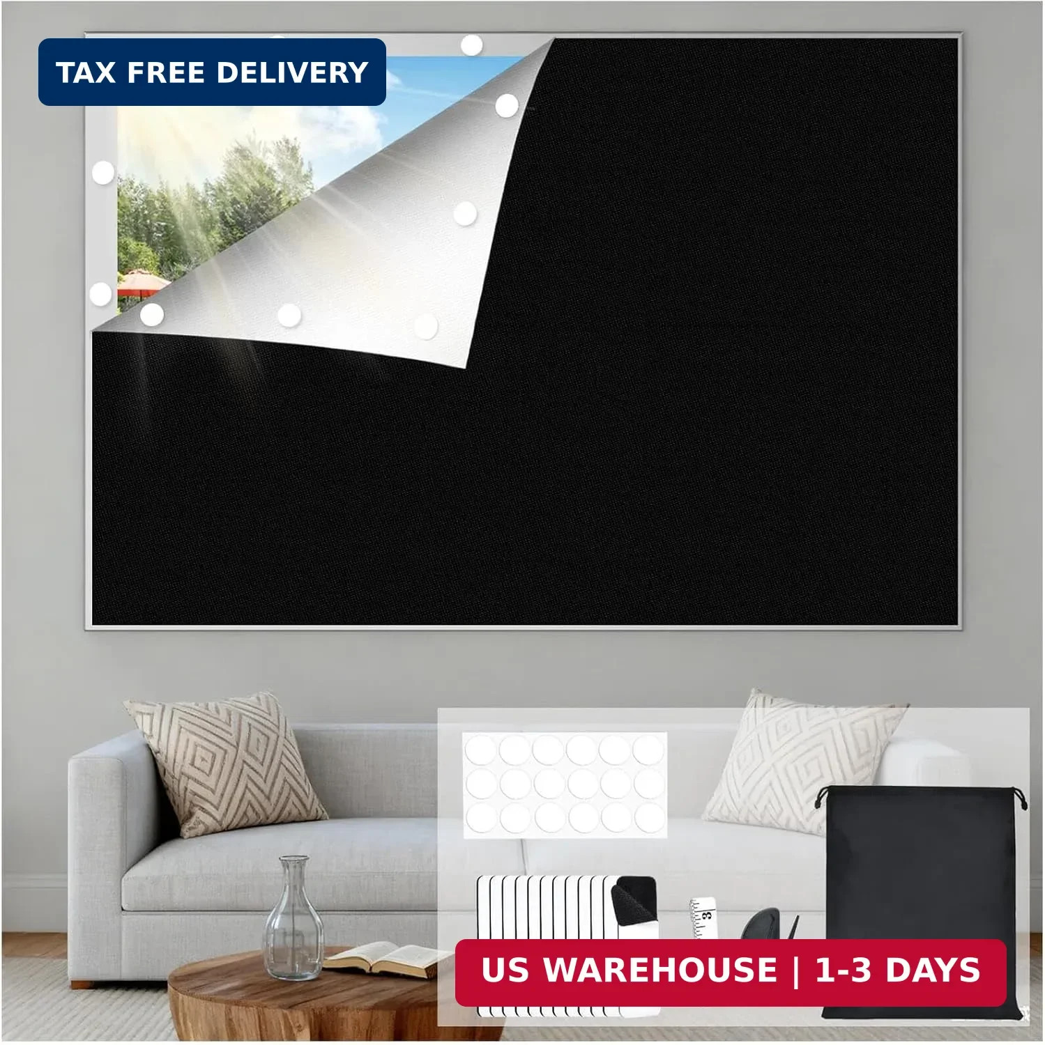 Blackout Curtains for Bedroom, Portable Blackout Window Cover Black Out Shades B
