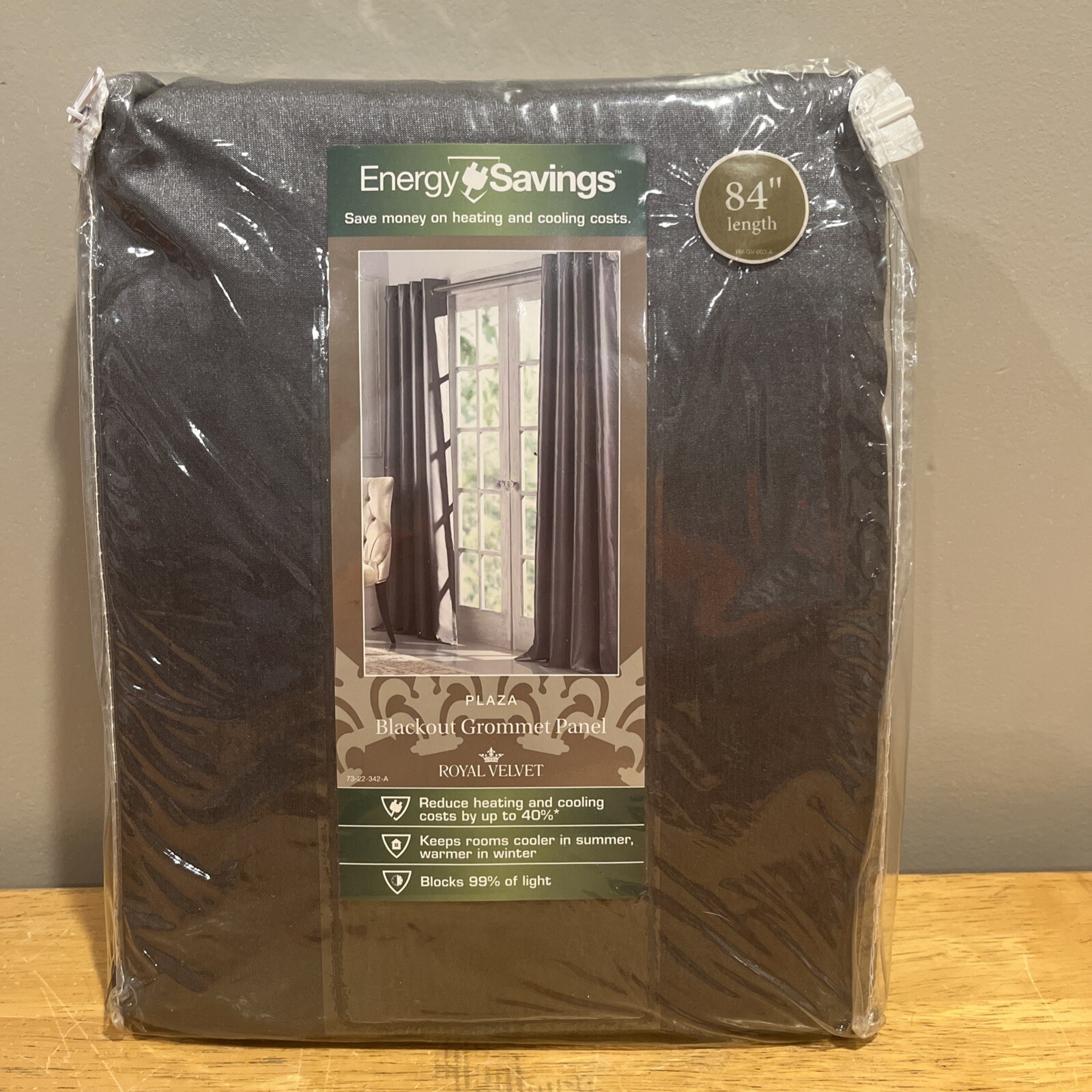 Royal Velvet Plaza Blackout Grommet Panel Techno Gray 50×84”