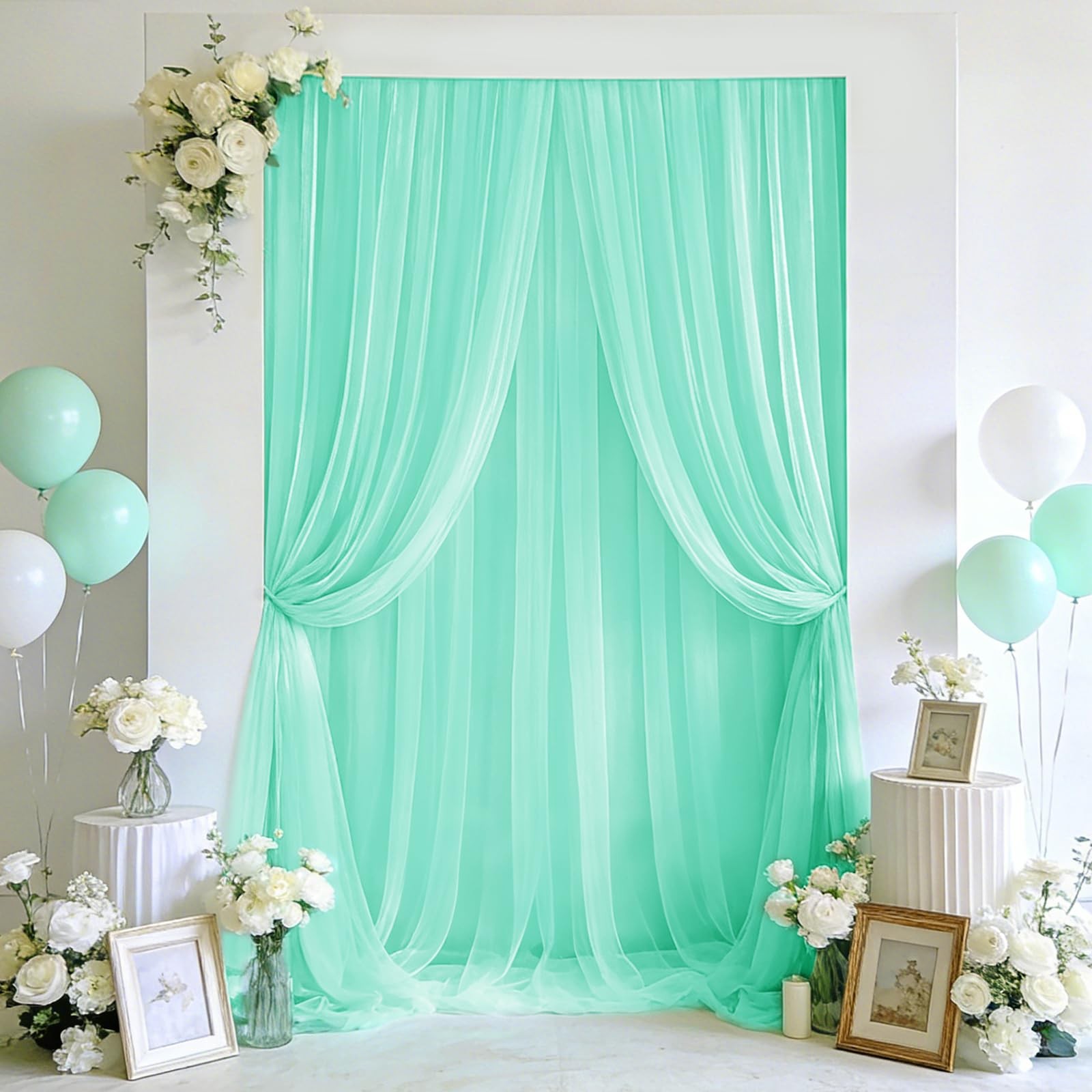Mint Green Wedding Arch Draping Fabric Chiffon Fabric, 29in x 18Ft Sheer Chif…
