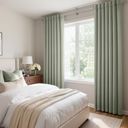 Rod Pocket and Back Tab Pleated Blackout 42″W x 84″L (Pack of 2) Sage Green