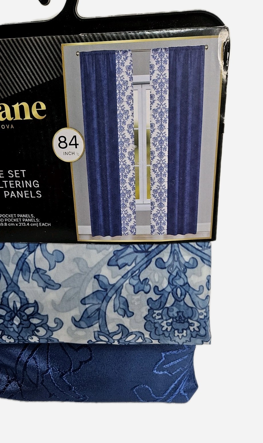 Parklane Idea Nuova 4 Piece Set Blackout Window Panels 27.5x84in Blue/floral