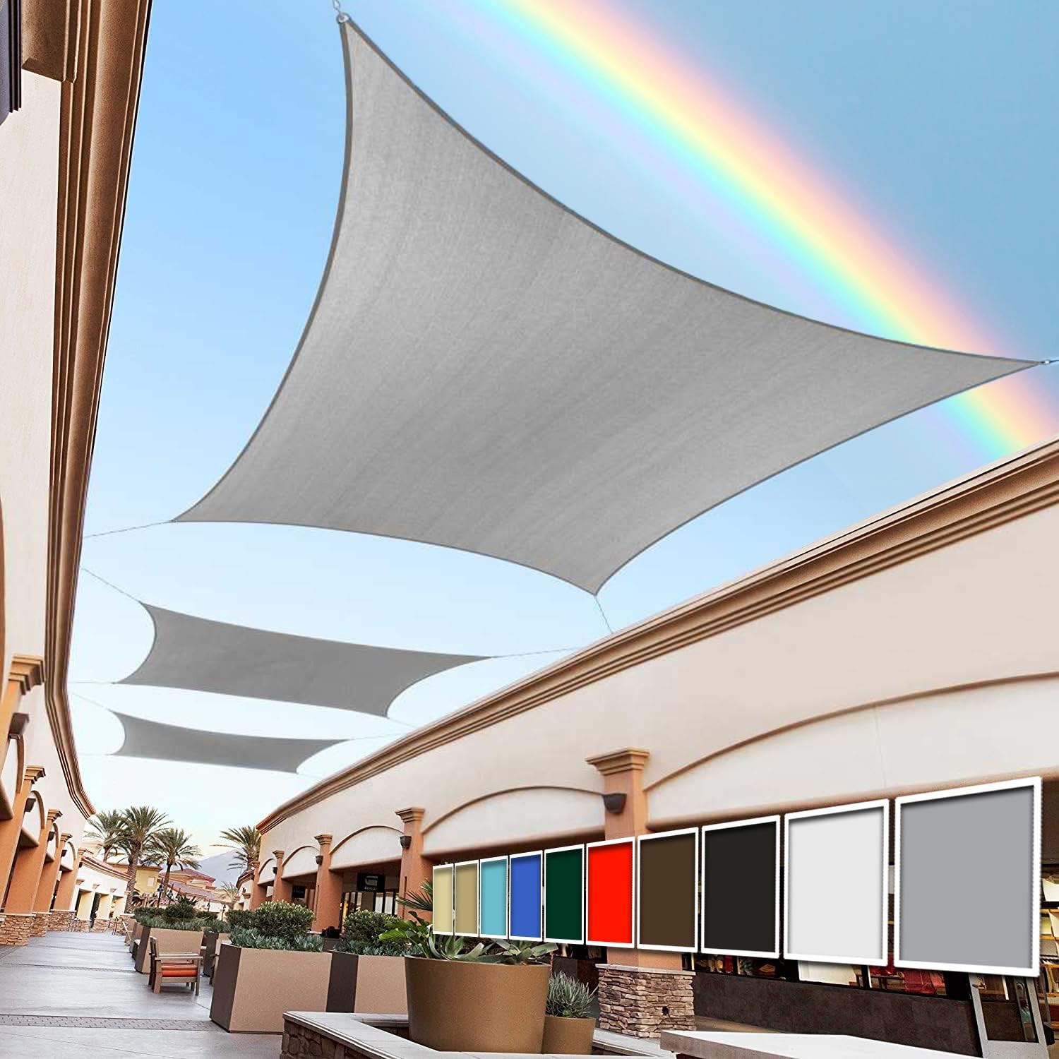 Royal Shade 16′ x 20′ Grey Rectangle Sun Sail Canopy X 20′, Gray