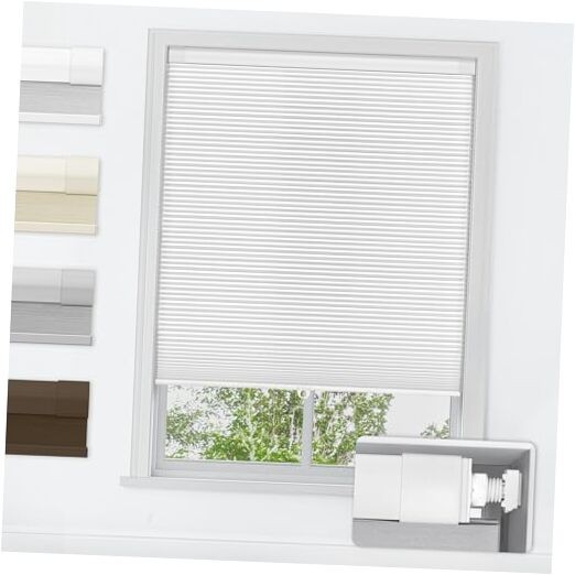 No Tools No Drill Cordless Cellular Shades, 20″ W x 36″ H Blackout-white