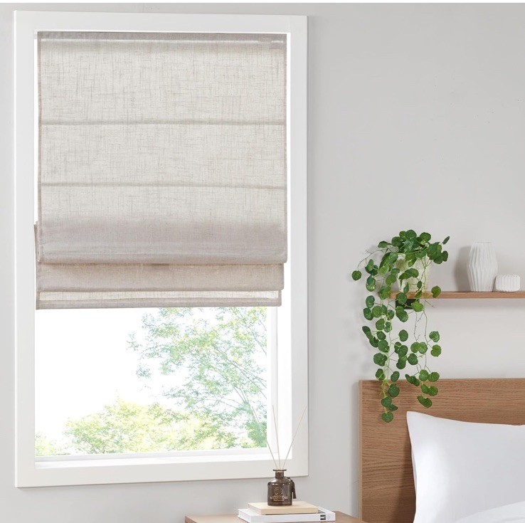 31×64 Madison Park Kyler Cordless Roman Shades Lightweight Linen Blind