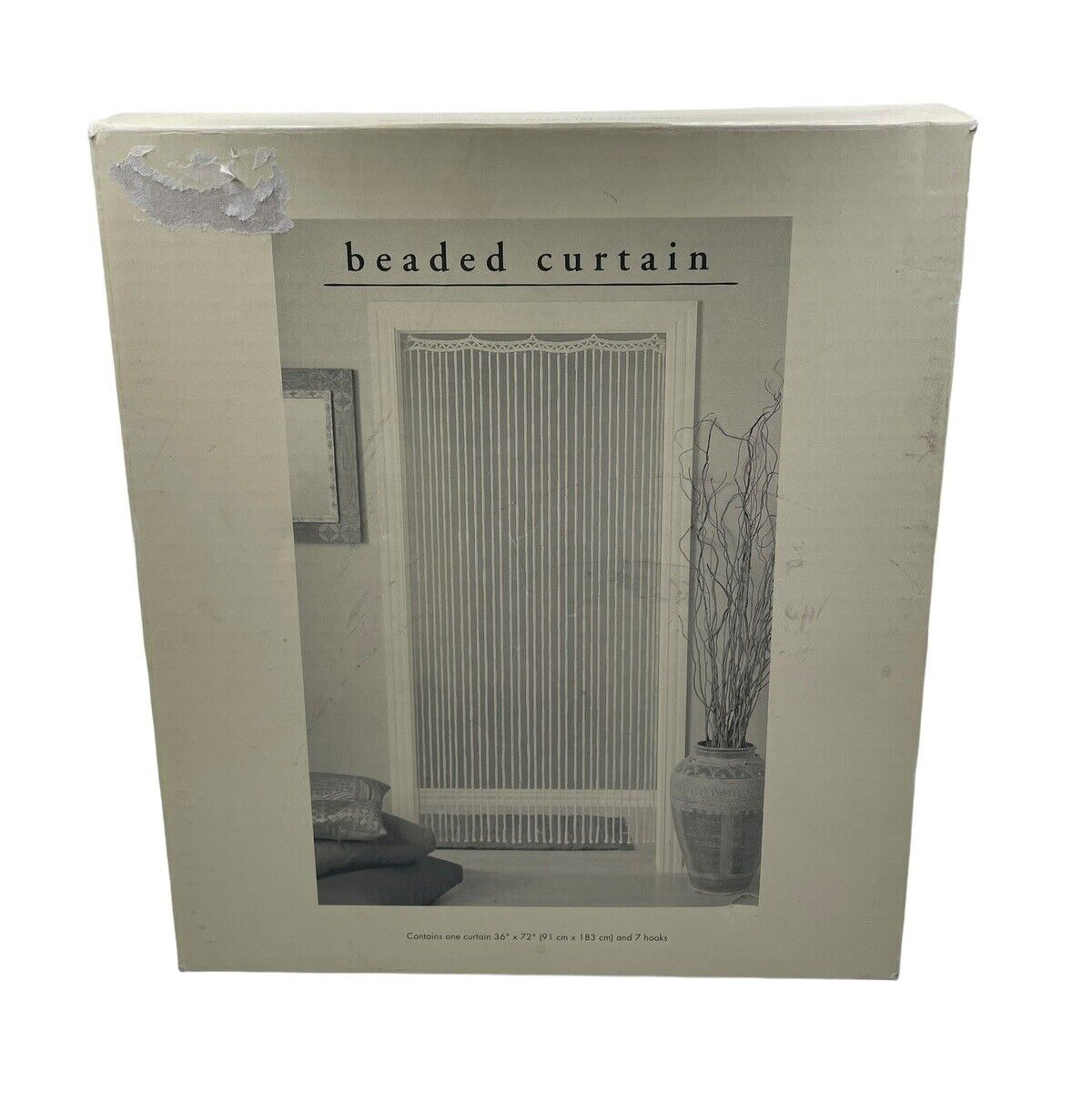 Pier 1 Natural Color Bamboo Wood Beaded Curtain Panel 36″ x 72″ New in Box