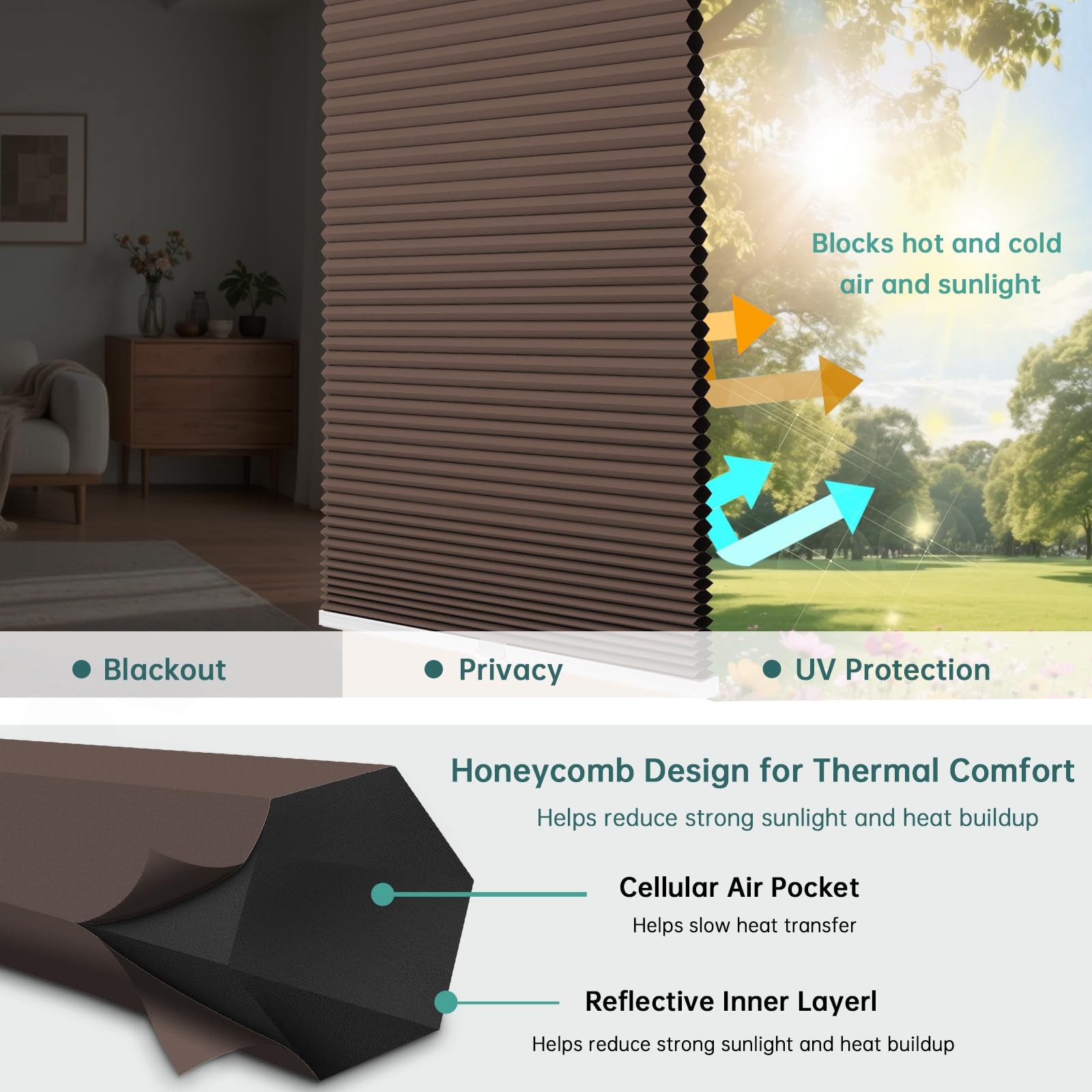Changshade Blackout Top Down Bottom Up Cellular Shades Cordless Honeycomb