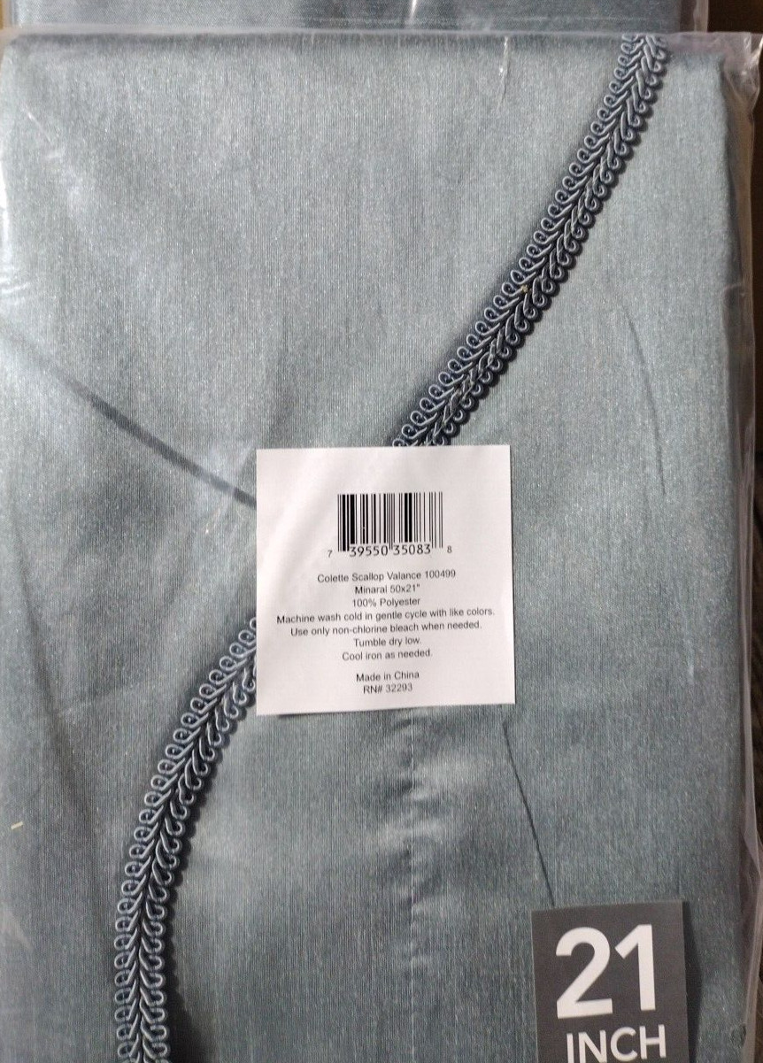 3, JCP, Colette Scalloped Window Valance 50 in x 21 in Mineral, Elrene Home
