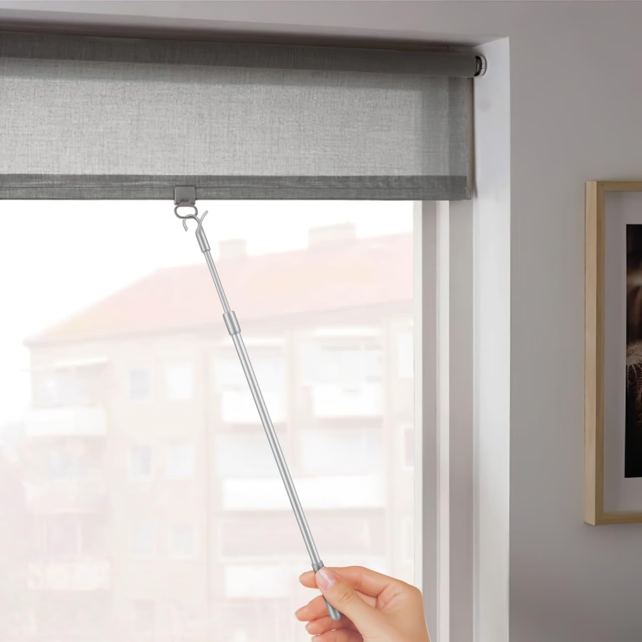 Blind Wand Replacement 23.62In Telescopic Vertical Blinds Rod with Hook Windo…