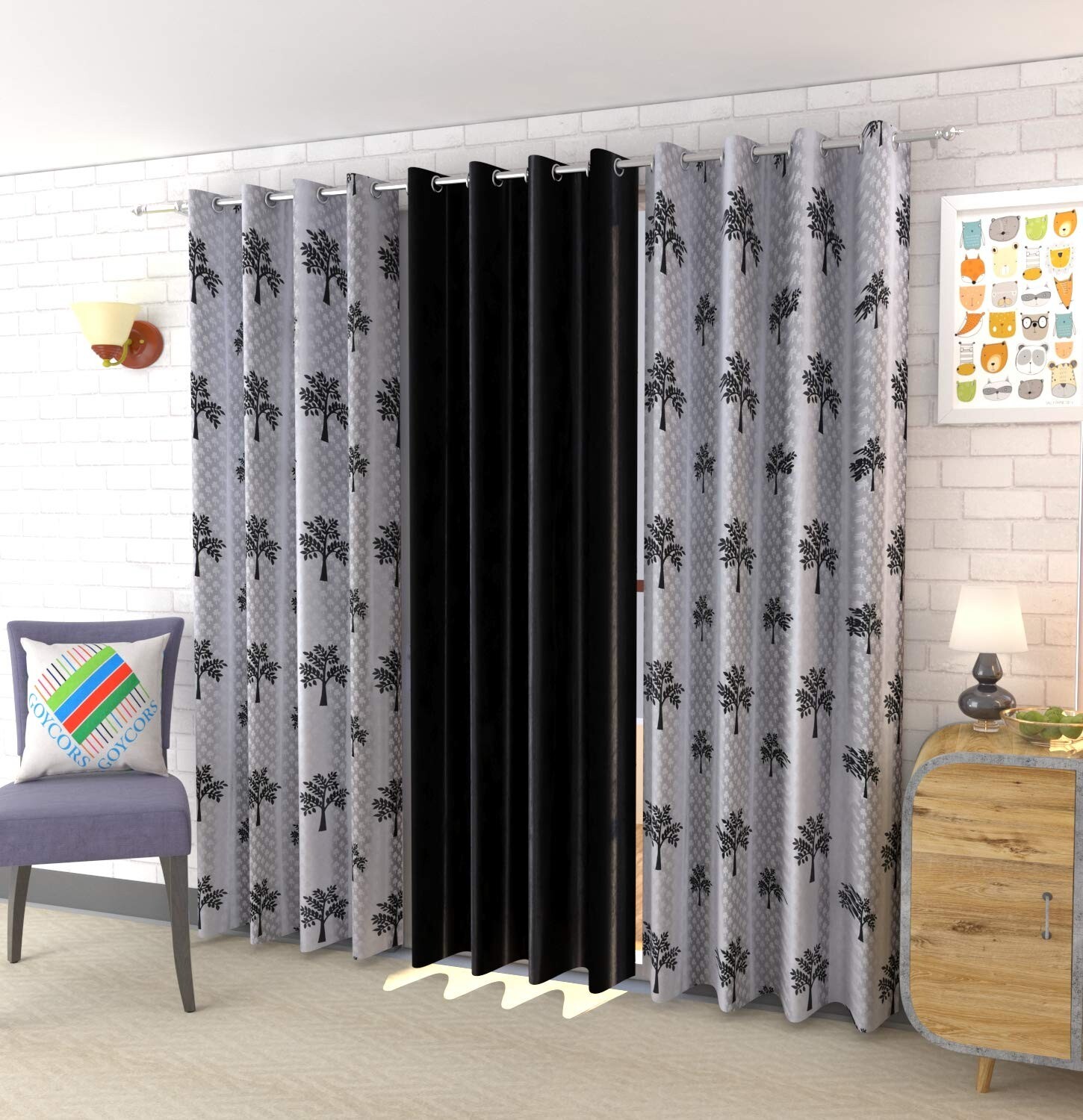New 3 Piece Window Curtain Set – 5 feet